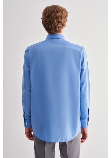 Saks Sert Yaka Uzun Kol Easy To Iron Comfort Fit Pamuklu Gömlek 1004255182 - Saks