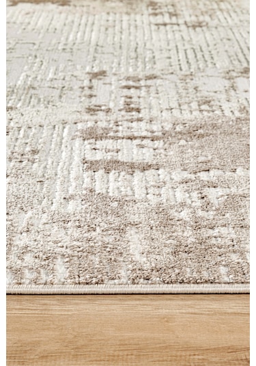 Bej Modern Dokuma Halı Premium Kalitede, Yumuşak Dokulu Salon Ve Mutfak Kullanımı İçin Bej