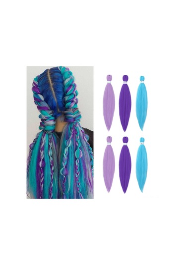 Mufunye 26 İnç Sentetik Örgü Saç, Gradyan Renkli Saç Örgüsü, Nzb002 Serisi Yüksek Isıya Dayanıklı Saç Modelleri