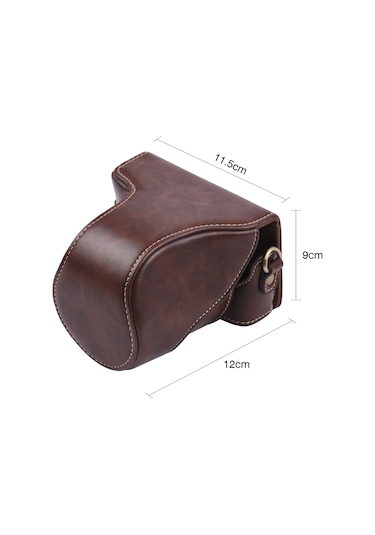 Gajeena Kahverengi Klasik Deri Kamera Çantası, Askılı Kayışlı, Canon Eos M100 Uyumlu, 11.5x9x12cm, 165g