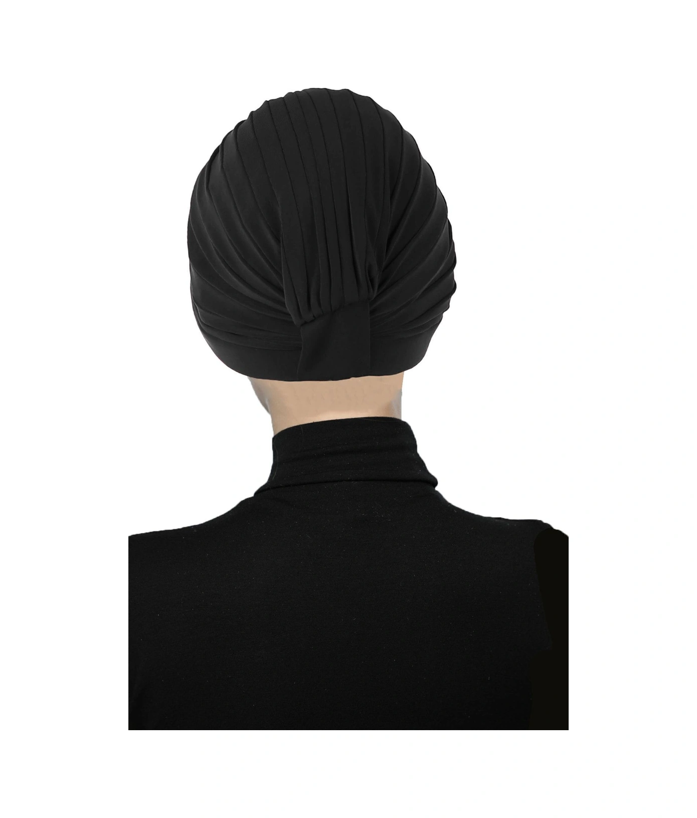 Bantlı Ön Ve Ensesi Bantlı Nervürlü Siyah Süngerli Hazır Türban Tesettür Bone Havuz Bonesi Siyah