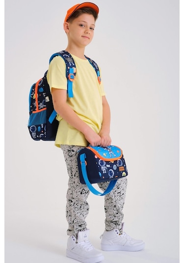 Coral High Kids Lacivert Mavi Astronot Desenli 3 Lü Okul Çanta Seti Set0123486