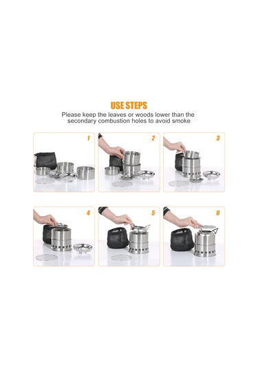 Geeroyoo Çelik Paslanmaz Çadır Isı Kaynağı: Ayırılabilir Mangal, Alkol Isıtıcı Ve Kumaş Çanta İle Kamp Ve Piknik Isı Kaynağı Gümüş