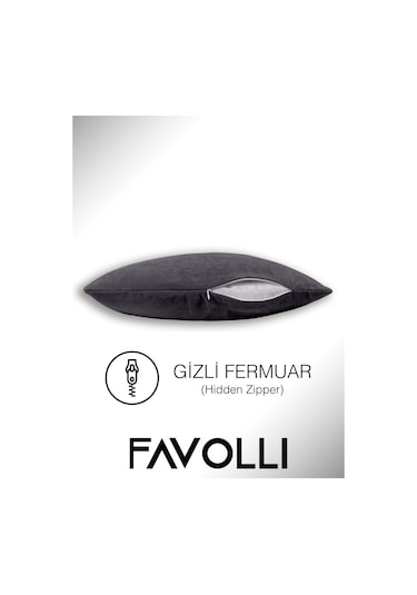 Br Favolli Kadife Dokulu Metalik Gümüş Kırlent Kılıfı Dream Serisi Punch Için Uygun Gizli Fermuar Metalik Gümüş