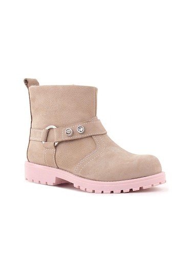 Rakerplus Chiron Hakiki Deri Pembe Fermuarlı Taşlı Kız Çocuk Bot Pembe