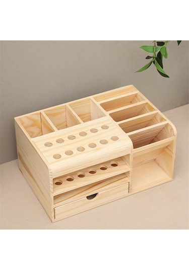 Anjiexun Cep Telefonu Ve Masaüstü İçin Çok Bölmeli Ahşap Saklama Kutusu Diğer