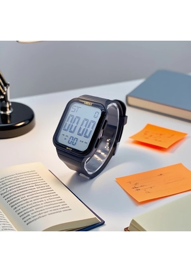 Willowhaven Siyah Spor Saati Gençler İçin Su Geçirmez Dijital Alarmlı Kol Saati Siyah