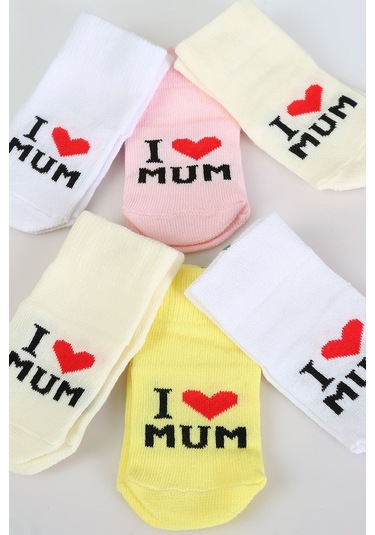 Pamuklu 6'lı Yenidoğan Erkek Bebek Çorap Mum Pembe