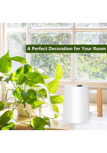 Geeroyoo Modern Paslanmaz Çelik 35oz Sulama Kabı, Uzun Ağızlı İç Mekan Bitkileri Ve Bonsai İçin Dekoratif Sulama Kabı - Beyaz