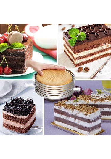 Teltree 304 Paslanmaz Çelik Ayarlanabilir 24.5-30.5cm 7 Katlı Pasta Dilimleyici, Ekmek Ve Tatlı Dilimleme Aleti, Mutfak Aksesuarı Diğer