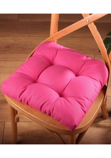 Altınpamuk Altınpamuk Lüx Pofidik Fuşya Sandalye Minderi Özel Dikişli Bağcık