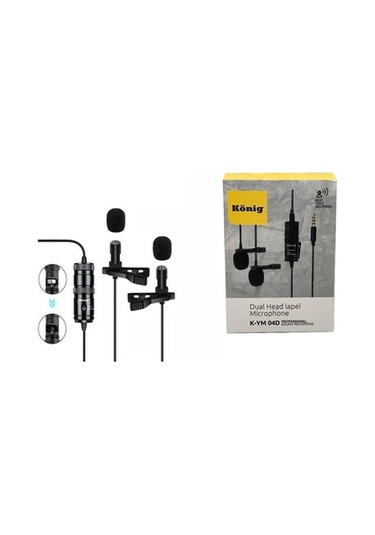 König K-Ym04d Youtuber Telefon Çift Yaka Mikrofonu