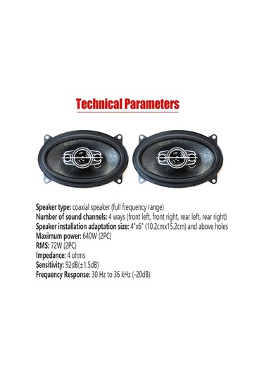 Xuweiwei At-f4664 2 Adet 4x6 Inç 640w Yüksek Güçlü Otomobil Hıfı Koaksiyel Hoparlörler