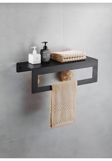 Hvngroup Metal 2 Parçalı Set 30 Cm Havlu Ve Tuvalet Kağıdı Askısı Siyah