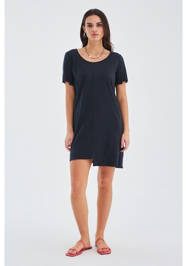 Peraluna Ince Yazlık Pamuklu Kadın Triko Elbise Antrasit Antrasit