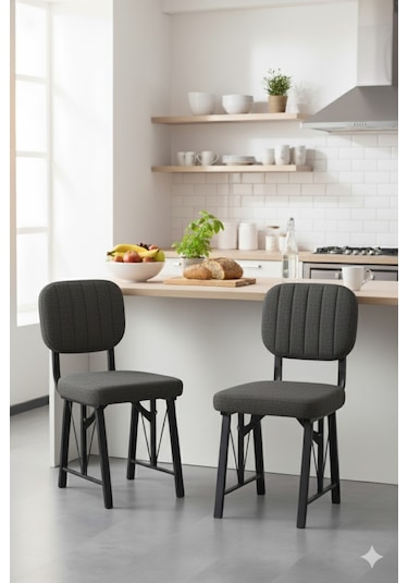 Elfin 70x110cm Sabit Atllantik Yemek Masası, Yemek Masası Takımı, Mutfak Masası, 4 Antrasit Sandalye Antrasit