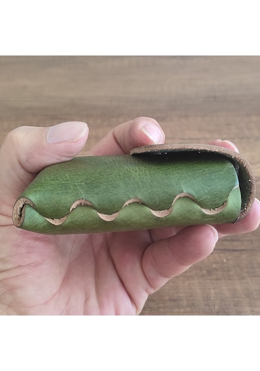 Sumerian Leather Craft Deri Sigara Kılıfı Yeşil 2