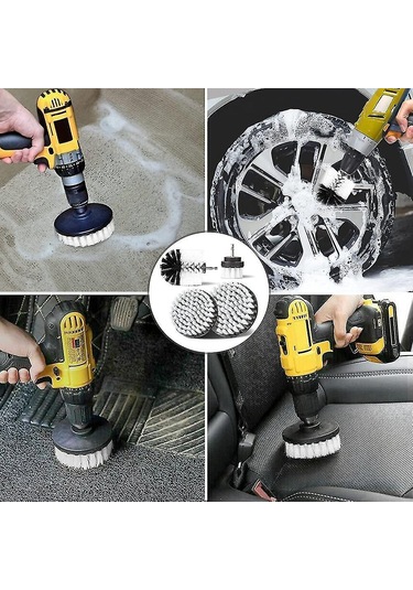 4 Adet Matkap Temizleme Fırçası, Elektrikli Matkap İçin 2/3,5/4/5 İnç Döner Temizleme Fırçası Yumuşak Fırça Sazan