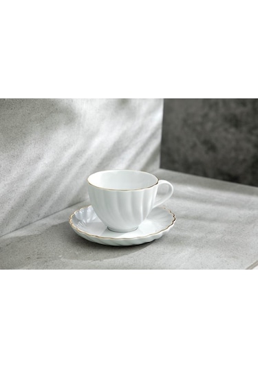 Nehir Yasemin Beyaz 12 Parça Porselen Çay Takımı  92007