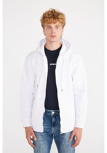 Jp Basıc Full Zıp Sweatshırt Hoodıe Beyaz