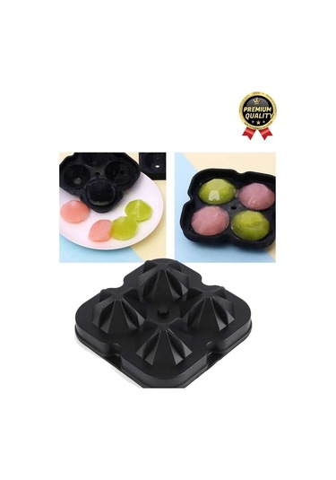 Kolay Kullanım Şık Silikon 4 Gözlü Esnek Buzluk Bar Kokteyl İçecek Elmas Şekilli Buz Yapma Kalıbı Çok Renkli