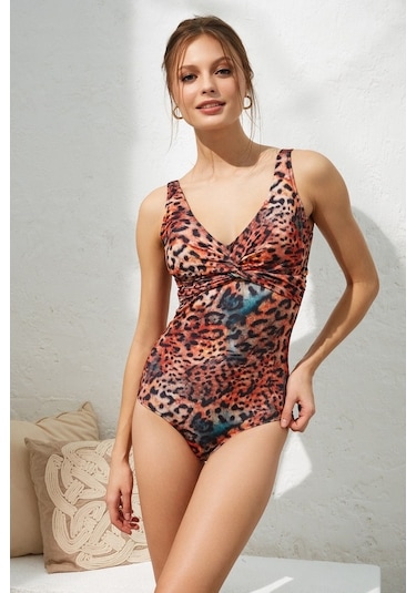 Pierre Cardin 221132 Leopar Desen Göğüs Toparlayıcı Balenli Mayo