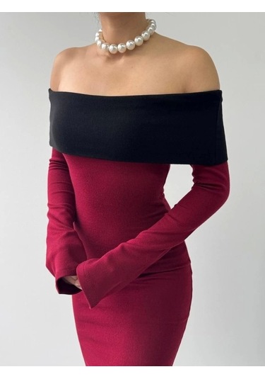 Leonidas Madonna Yaka Elbise Bordo