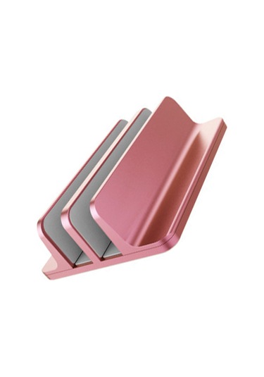 Wezone Pembe Çift Konumlu Dikey Laptop Tutucu - Ayarlanabilir Genişlikli Alüminyum Masaüstü Rahatlatıcı Ve Organizatör