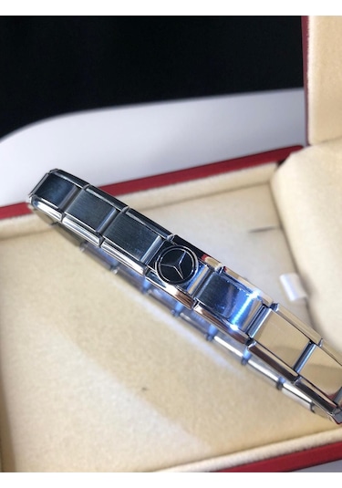 Erkek Kadın Çelik Bileklik - Mercedes Logolu Italyan Charm Nomi Sevgiliye Eşe Babaya Gümüş