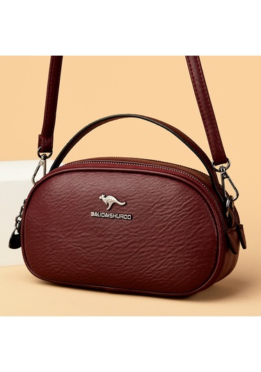 Şık Yuvarlak Küçük Çanta Kadın Yeni Omuz Çantası Düz Renk Eğlence Büyük Kapasiteli Cep Telefonu Çantası Kadın Çantaları Kırmızı Ana Resim Rengi Diğer