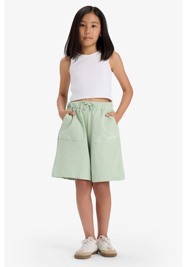 Defacto Kız Çocuk Beli Lastikli Basic Düz Şort B0847a825hsgn1105 Yeşil
