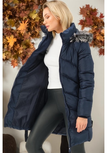 Z6768 Dewberry Bayan Kaban-düz Lacivert-düz Lacivert