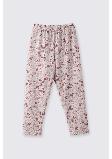 Panço Çiçek Desenli Ekru Kız Çocuk Tayt 2521gb12013 Ekru