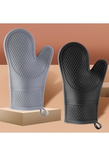 Siyah Premium Pişirme Fırını Eldivenleri Isı Yalıtımı Tutuşlu Tasarım Koruyucu A Siyah