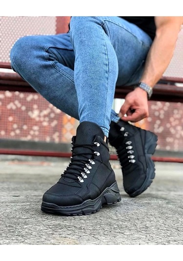 Wagoon Wg07 Kömür Renk Uzun Bağcıklı Bot Çok Renkli