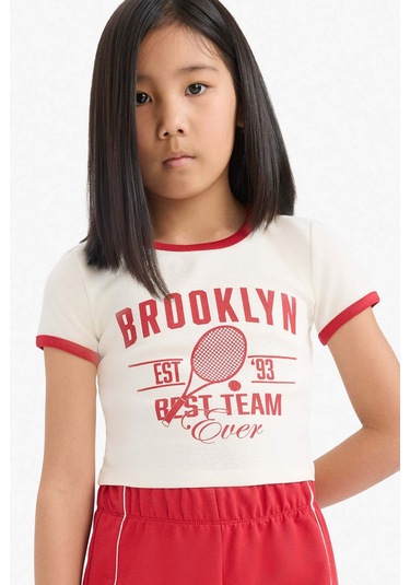 DeFacto Kız Çocuk 2'li Takım Fitilli Kaşkorse Baskılı Kısa Kollu Tişört Beli Lastikli Şort E4756A825HSER140 Ekru DeFacto Kız Çocuk 2'li Takım Fitilli Kaşkorse Baskılı Kısa Kollu Tişört Beli Lastikli Şort E4756A825HSER140 Ekru