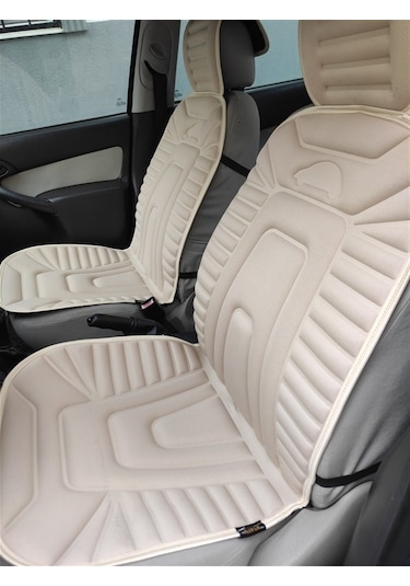 2,li Oto Koltuk Kılıfı Minder Alkantra Kumaş Bej Renk Slikon Direksiyon Kılıfı
