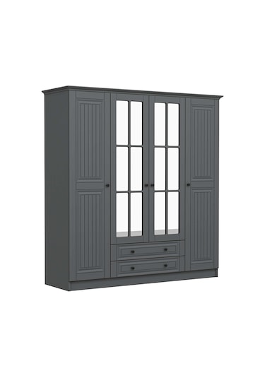 Kale 4 Kapaklı 2ç Taçlı Dolap Mebran İlkbahar Antrasit 210cm Antrasit