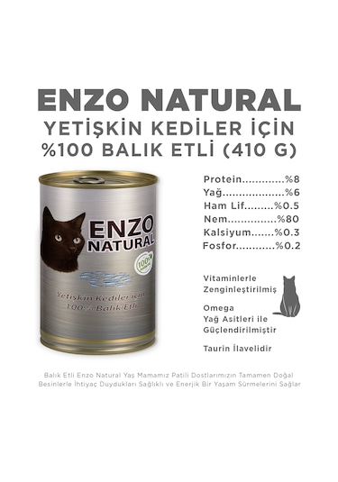 Enzo Natural Balık Etli Konserve Yaş Kedi Maması 410 Gr X 24
