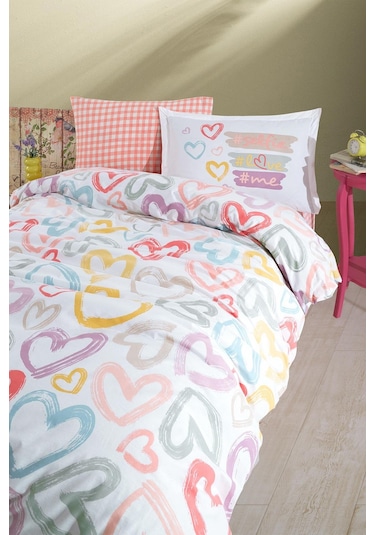 Clasy Ranforce Nevresim Takımı Tek Kişilik Selfie V1 Pudra Pudra