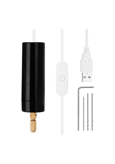 Yaozixia Taşınabilir Mini Elektrikli Matkaplar El Tipi Mikro Usb Matkap 3 Parça Uçlu Kendin Yap El Sanatları Aletleri