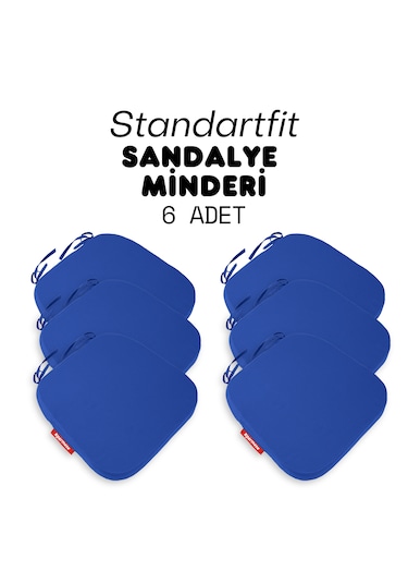Xpermate 6'lı Standartfit Oval Sandalye Minderi 42x42x5 Mavi