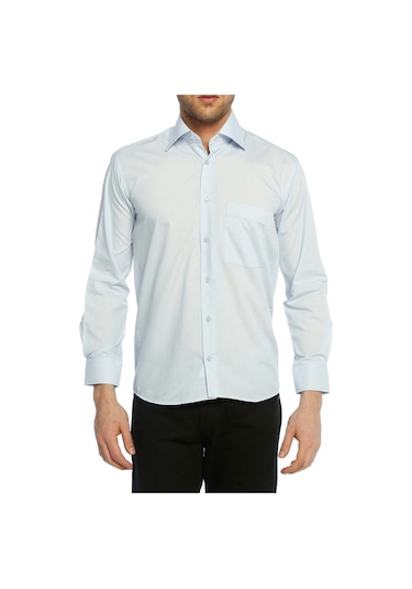 Açık Mavi Klasik Kesim Uzun Kol Düz Renk Erkek Gömlek // 150-3 Açık Mavi (345591907) Açık Mavi