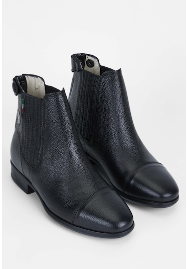 Tattini Unisex Hakiki Deri Siyah Binici Botu 990 Collıe Bot Sıyah Siyah