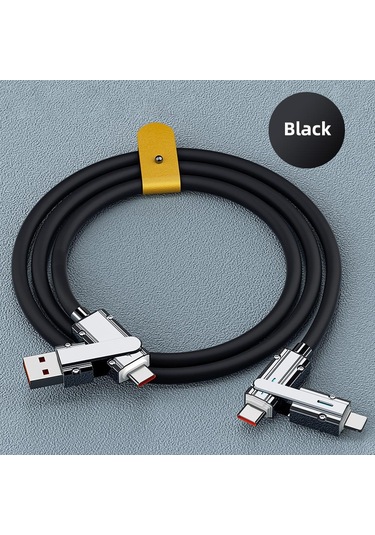 4 In 1 66w Alaşımlı Sıvı Silikon Veri Kablosu Usb/tip C - Usb C/ios Hızlı Şarj Kablosu