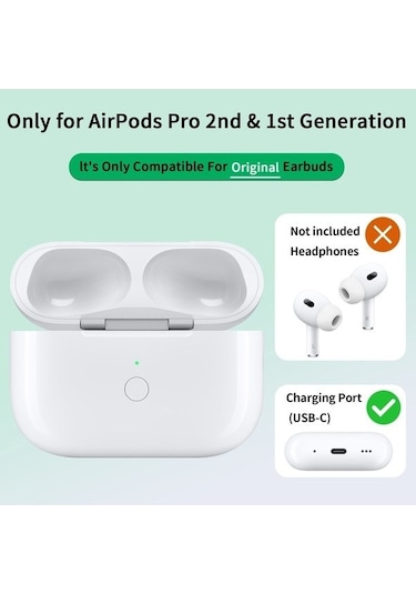 Reedark Airpods Uyumlu Pro 2 İçin Kablosuz Kulaklık Şarj Kutusu - Type-c Arayüz Ve Ön Tuşlu Beyaz