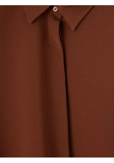 Lc Waikiki Kahverengi Oversize Armürlü Kadın Gömlek