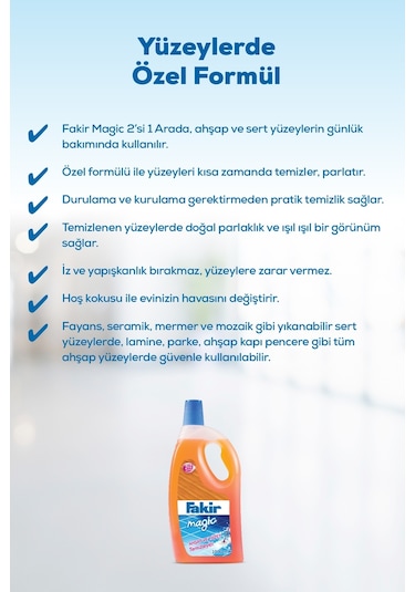 Fakir Magic 2'si 1 Arada Ahşap ve Sert Yüzey Temizleyici 1 L