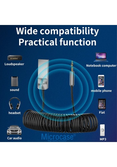 Microcase Al3533 USB - Bluetooth 5.0 - AUX 3.5 MM SeSAdaptörü Siyah