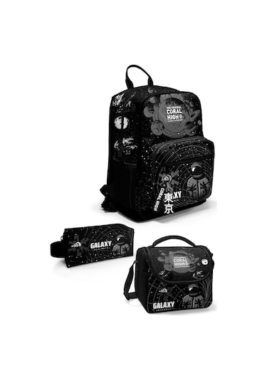 Coral High Siyah Galaxy Desenli 3 Lü Okul Çanta Seti Set0123644